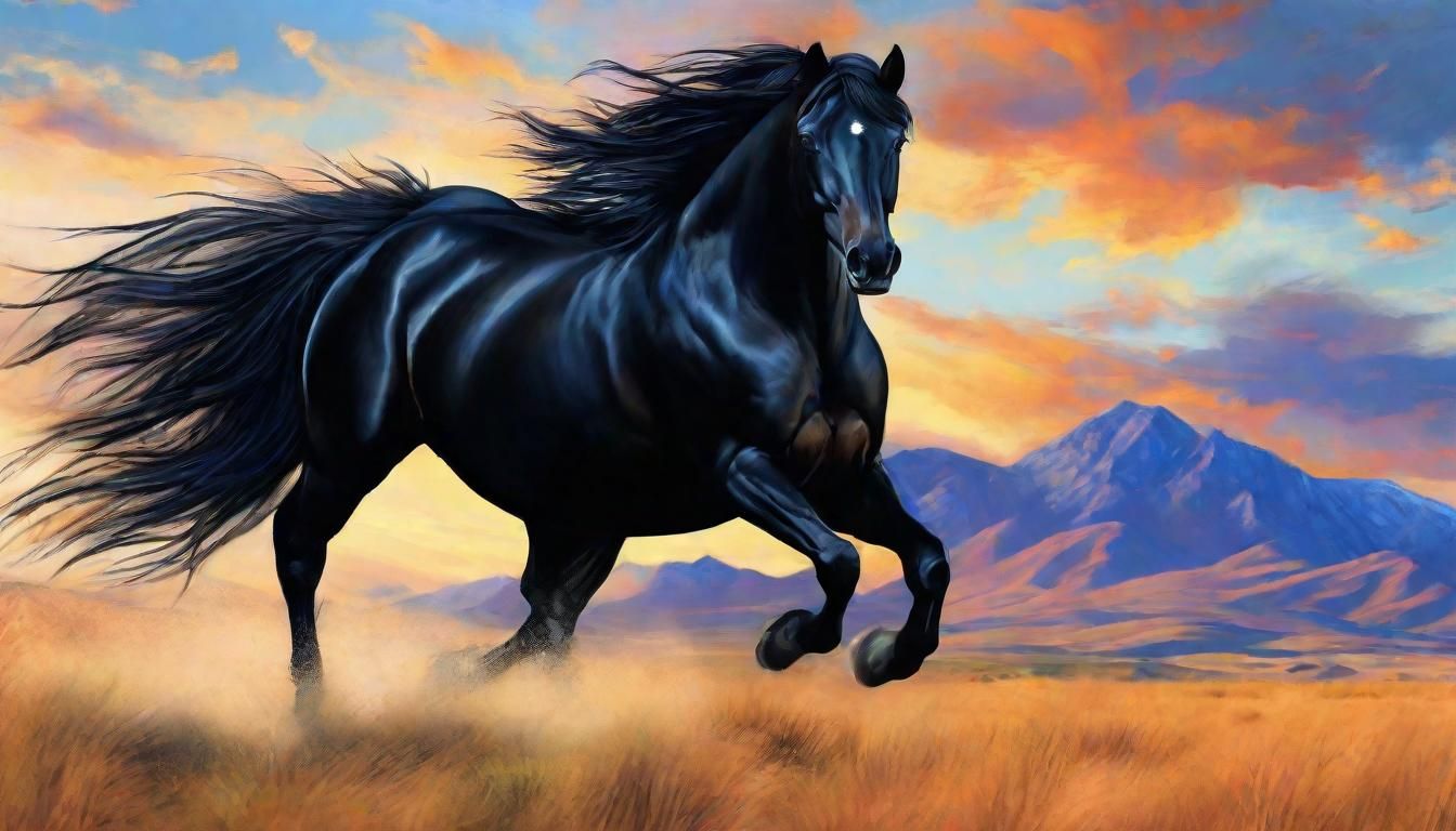 Majestic Mustang Stallion Rearing in Open Prairie