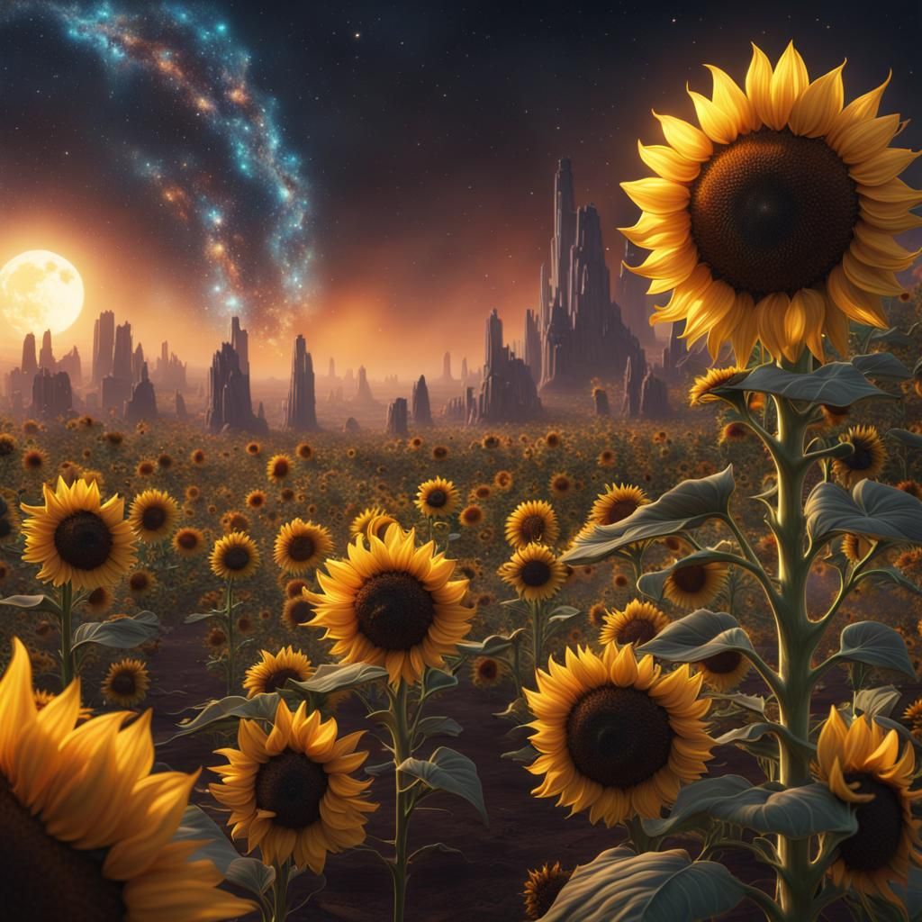 Detailed Matte Painting of Sunflower Galaxy