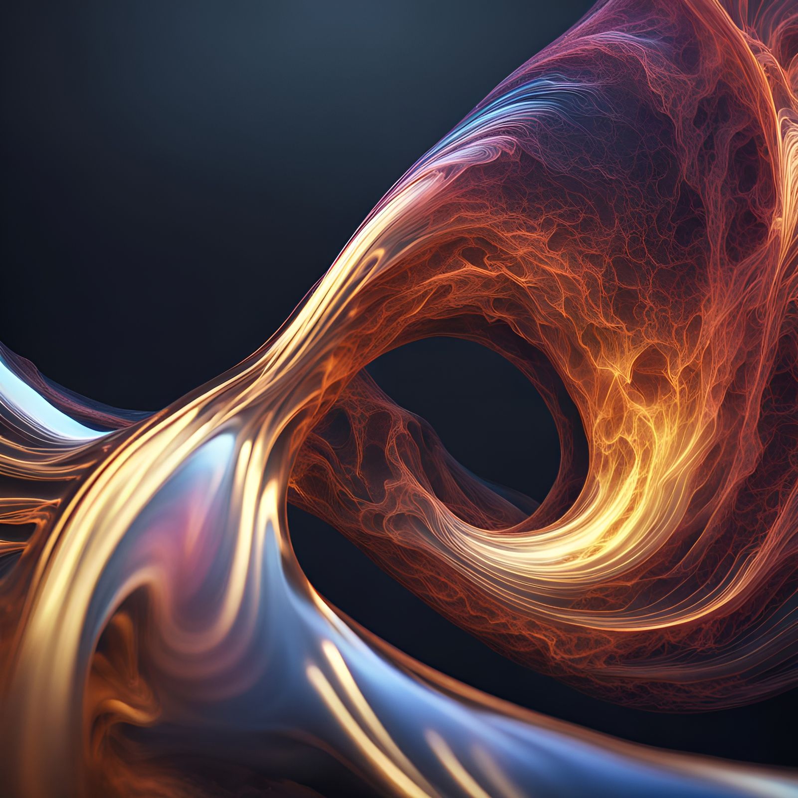 Complex Photorealistic Abstract Image with Exotic Curves