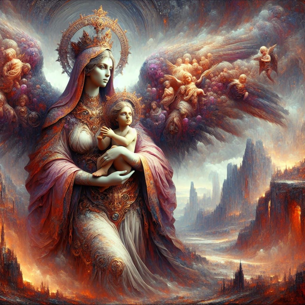 Religious Mother Figure in Detailed Matte Painting