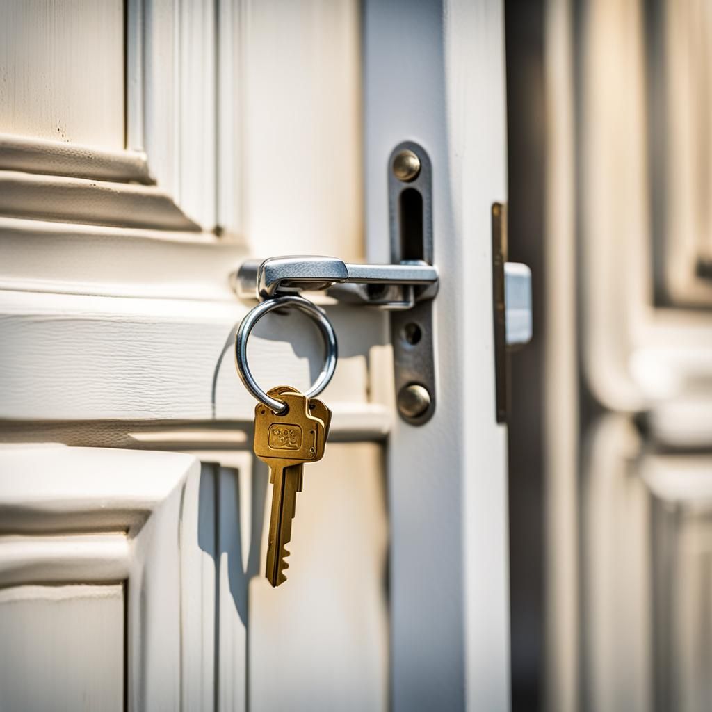 Macro Photograph of Keys and White Door