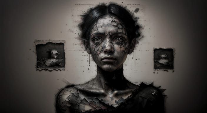 Progress Through Shadows, A Mixed Media Collage