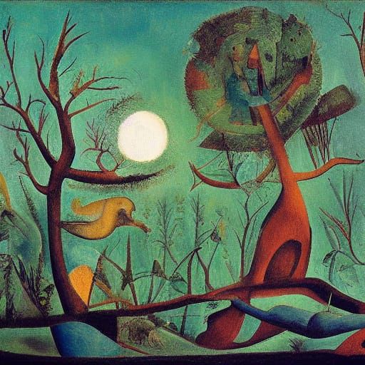 Surreal Rabbit Dreams Under Ethereal Moonlight