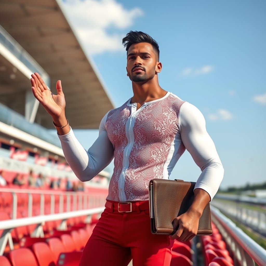 Muscular Man Cheering, in Style of Ash Thorp
