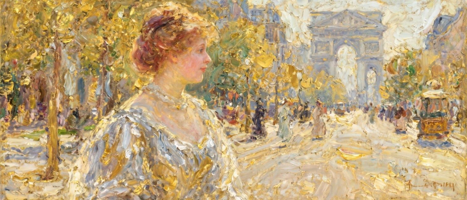 Impressionistic Oil Painting with Gold Paint