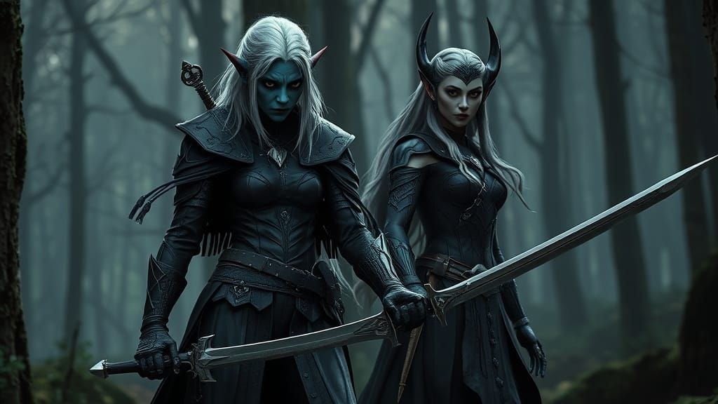 Ethereal Foes Clash in Dark Ancient Forest