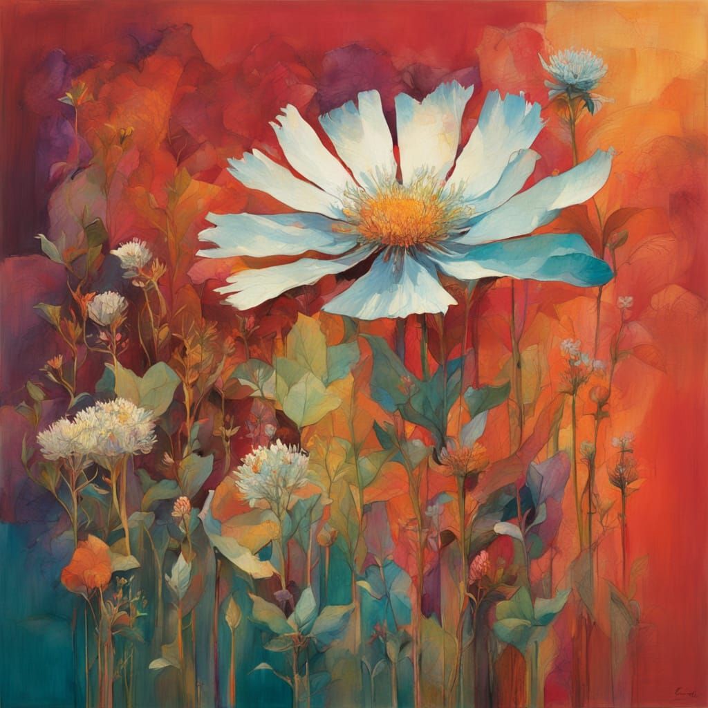 Vibrant Abstract Floral Landscape