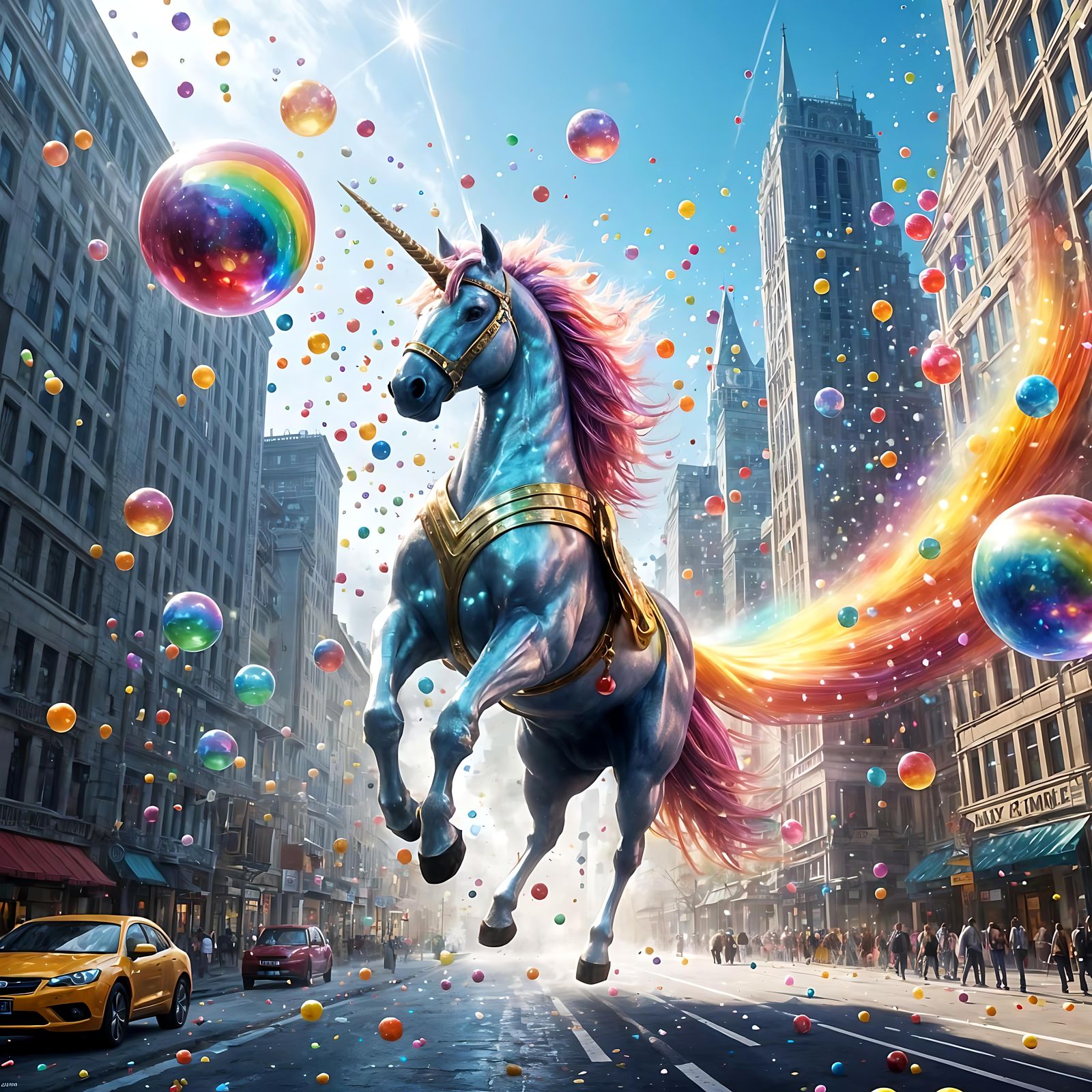 Unicorn Superhero in Bouncy Ball City