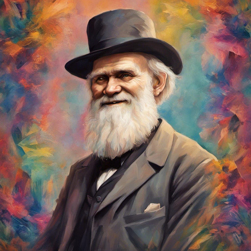 Hyperrealistic Portrait of Charles Darwin Smiling
