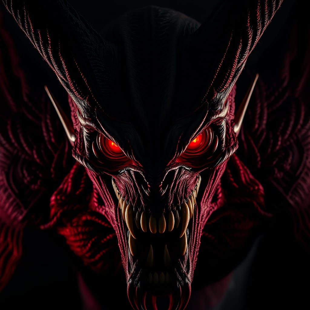 Knitted Evil Demon in High Contrast Lighting