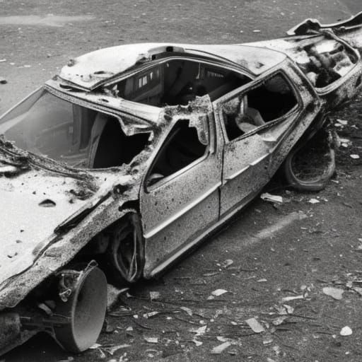 AI Generated Image of a Destroyed Car