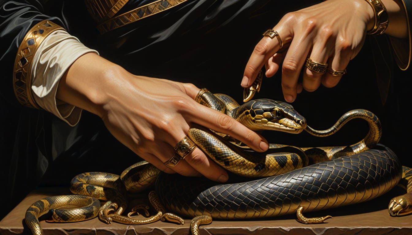 Cleopatra's Final Gaze: Hyperrealism with Caravaggio Influen...