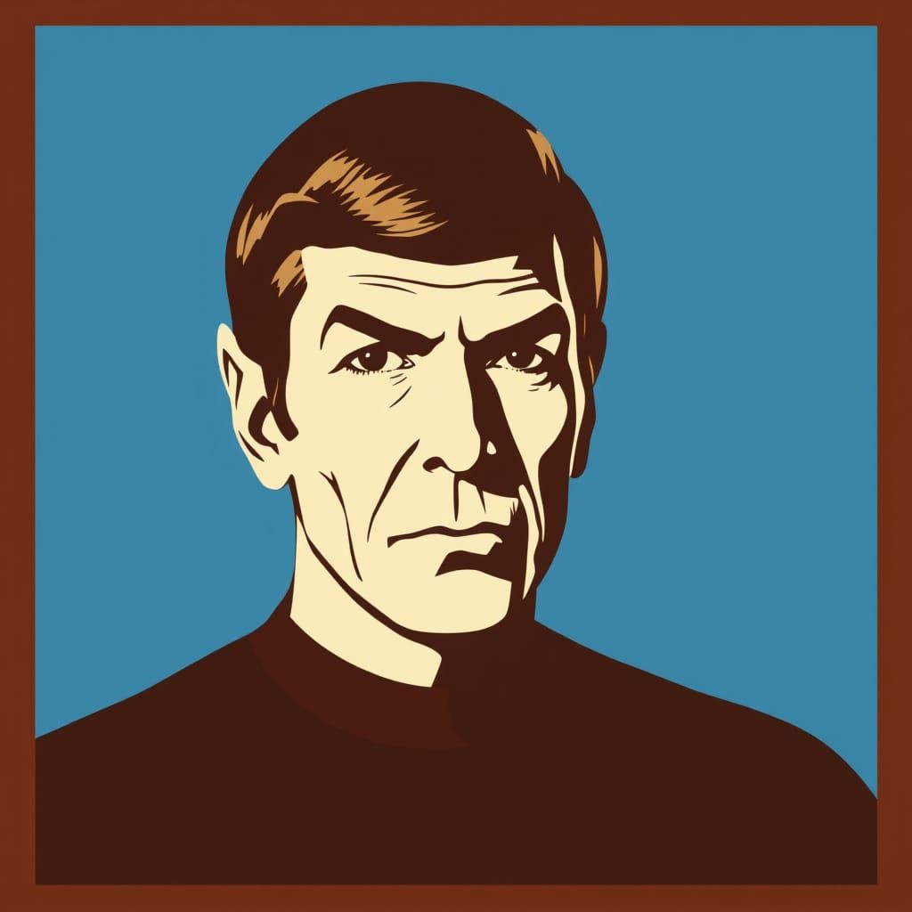 Spock in Bold Woodblock Style