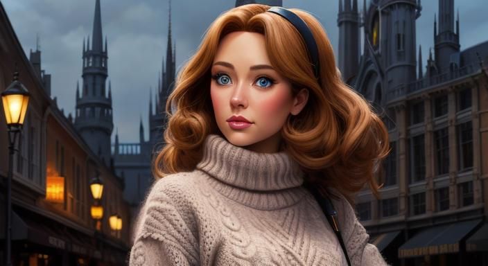 Cute Girl with Belgian Bread, Comic Book Art