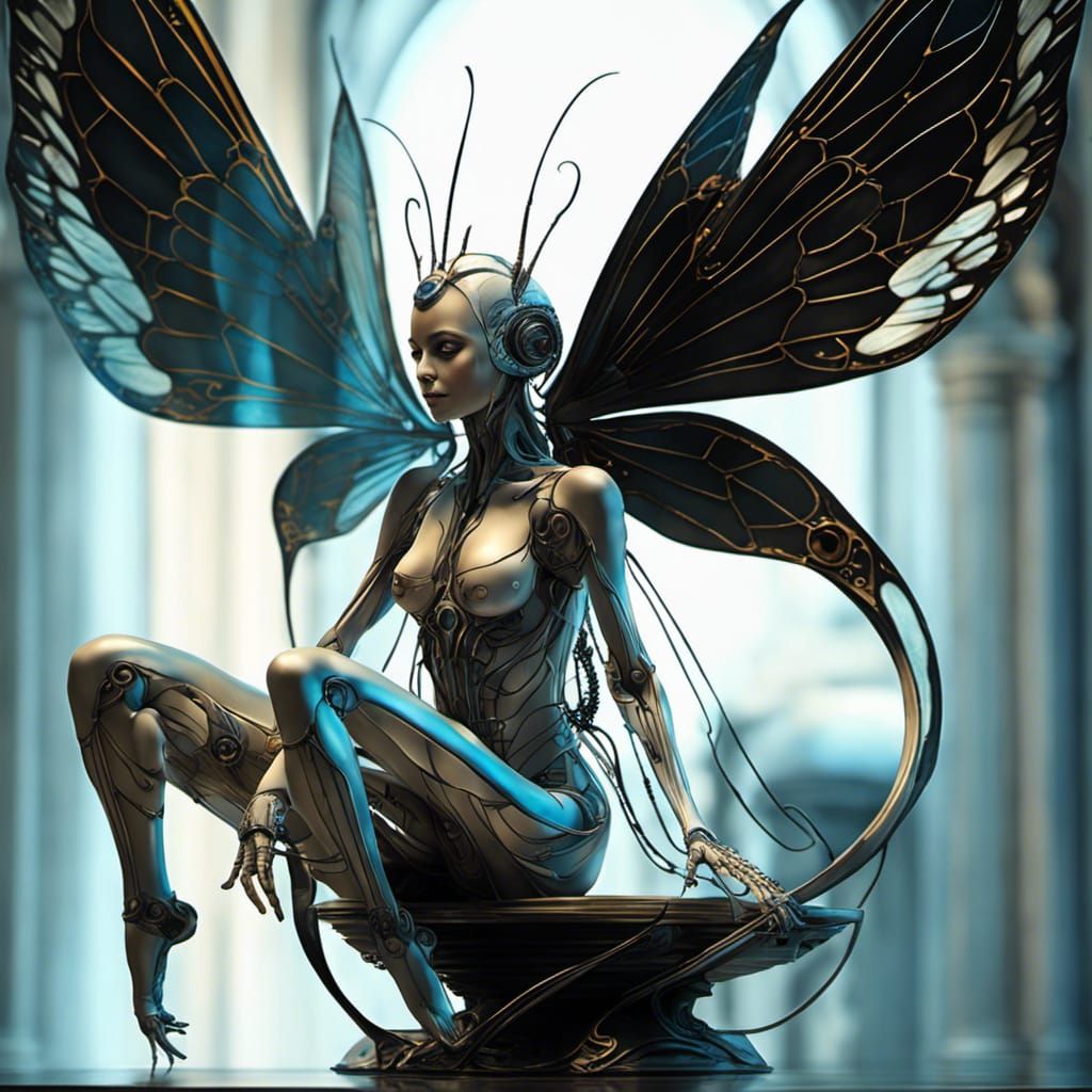 Cyberpunk Fairy Creature in 3D Digital Art