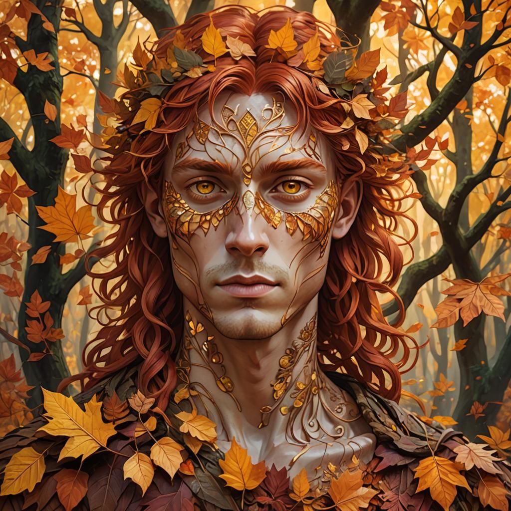 Autumn Forest Nymph Portrait in Concept Art Style