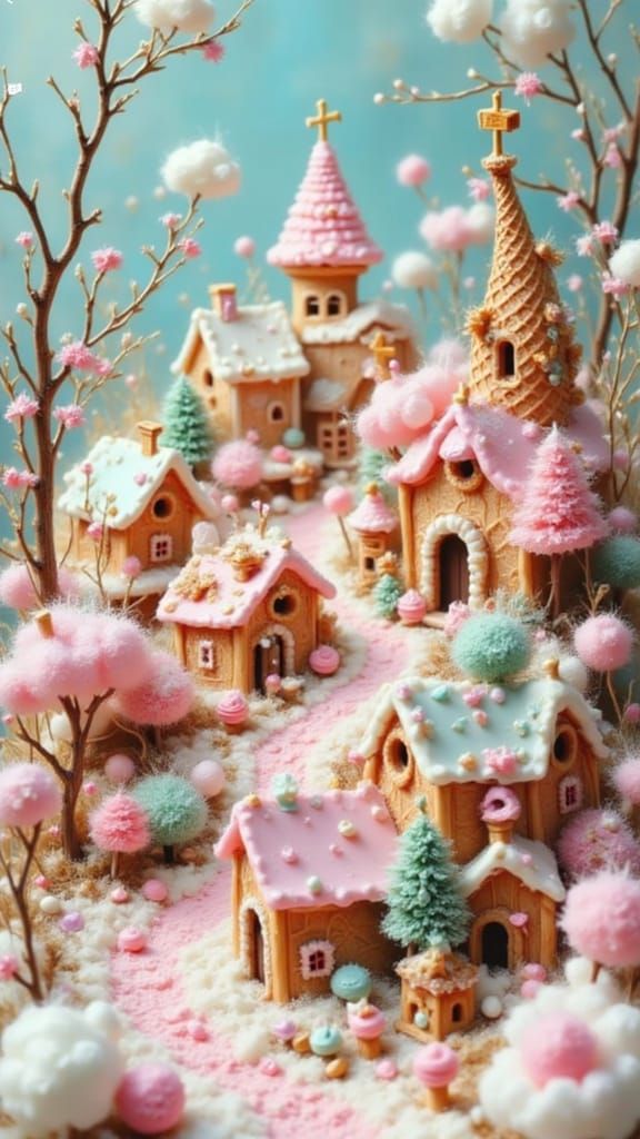 Whimsical Ice Cream Town in Candy Wonderland