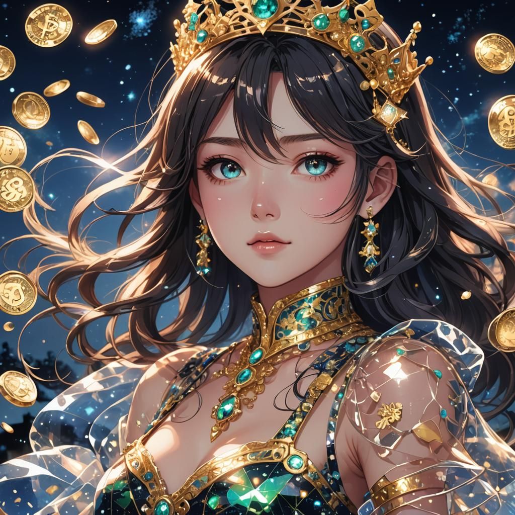 Money Princess Portrait in Anime Style