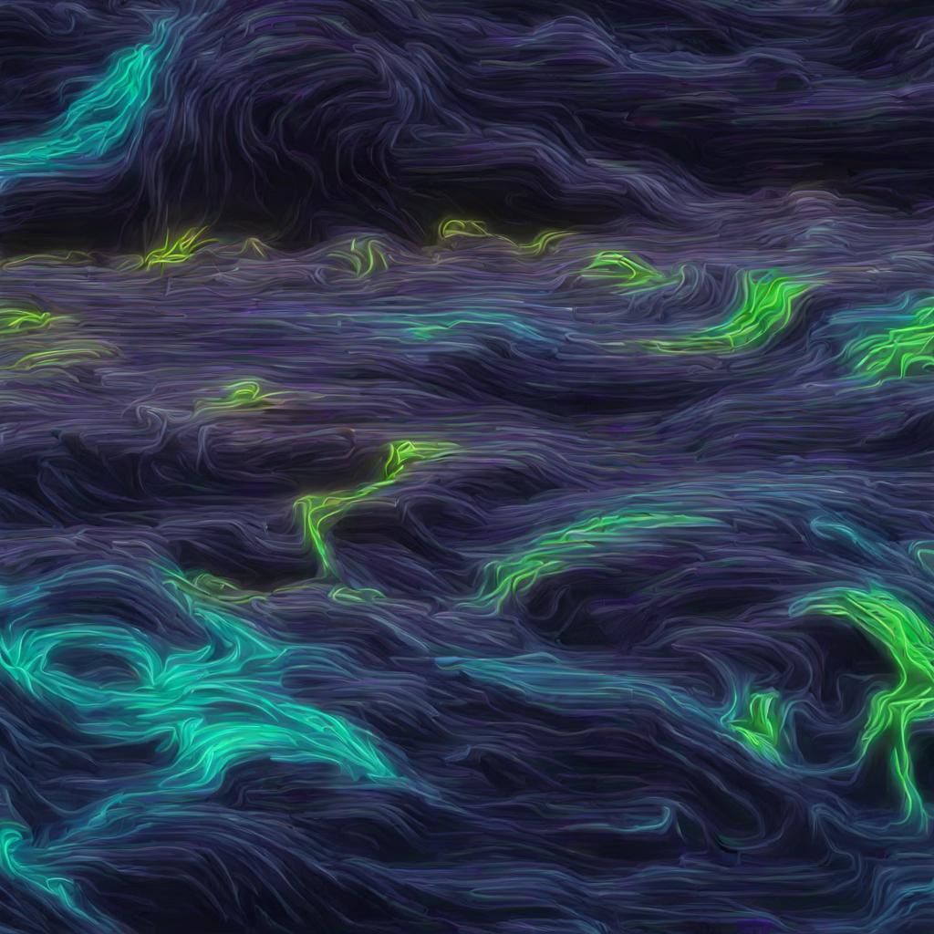 Glowing Neon Alien Ocean in Detailed Flow