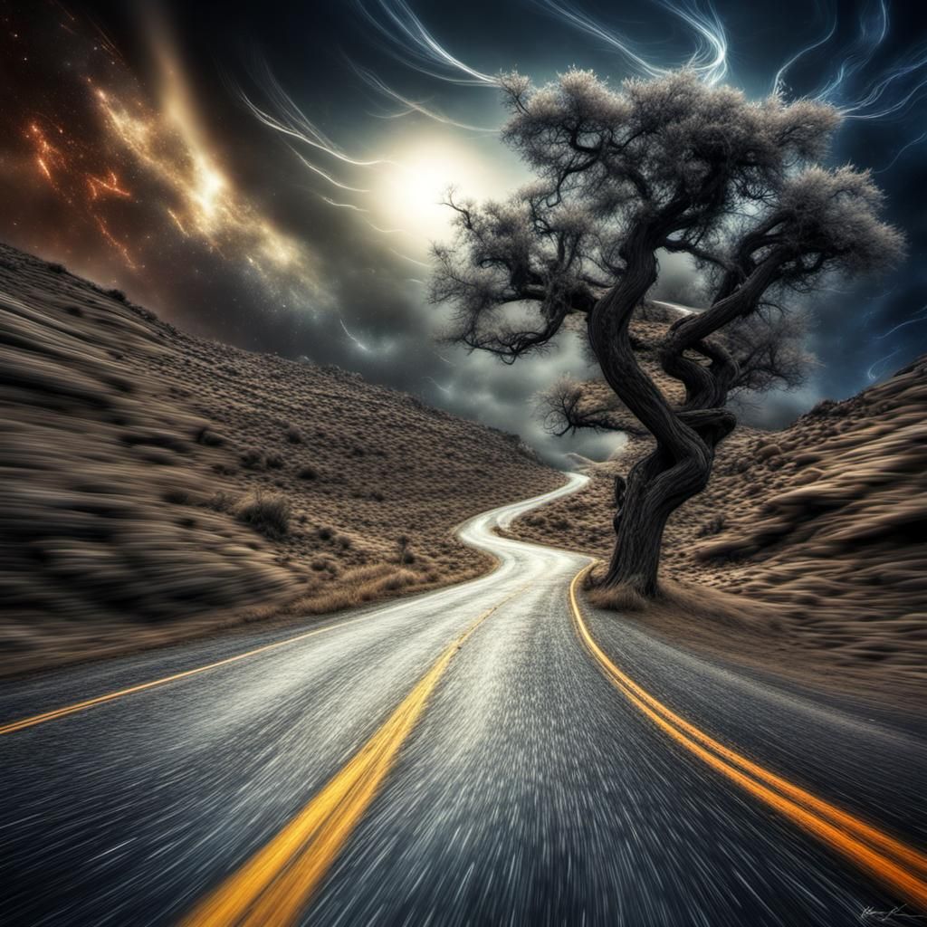 Cosmic Fantasy: Winding Roads in Hyperrealistic Detail
