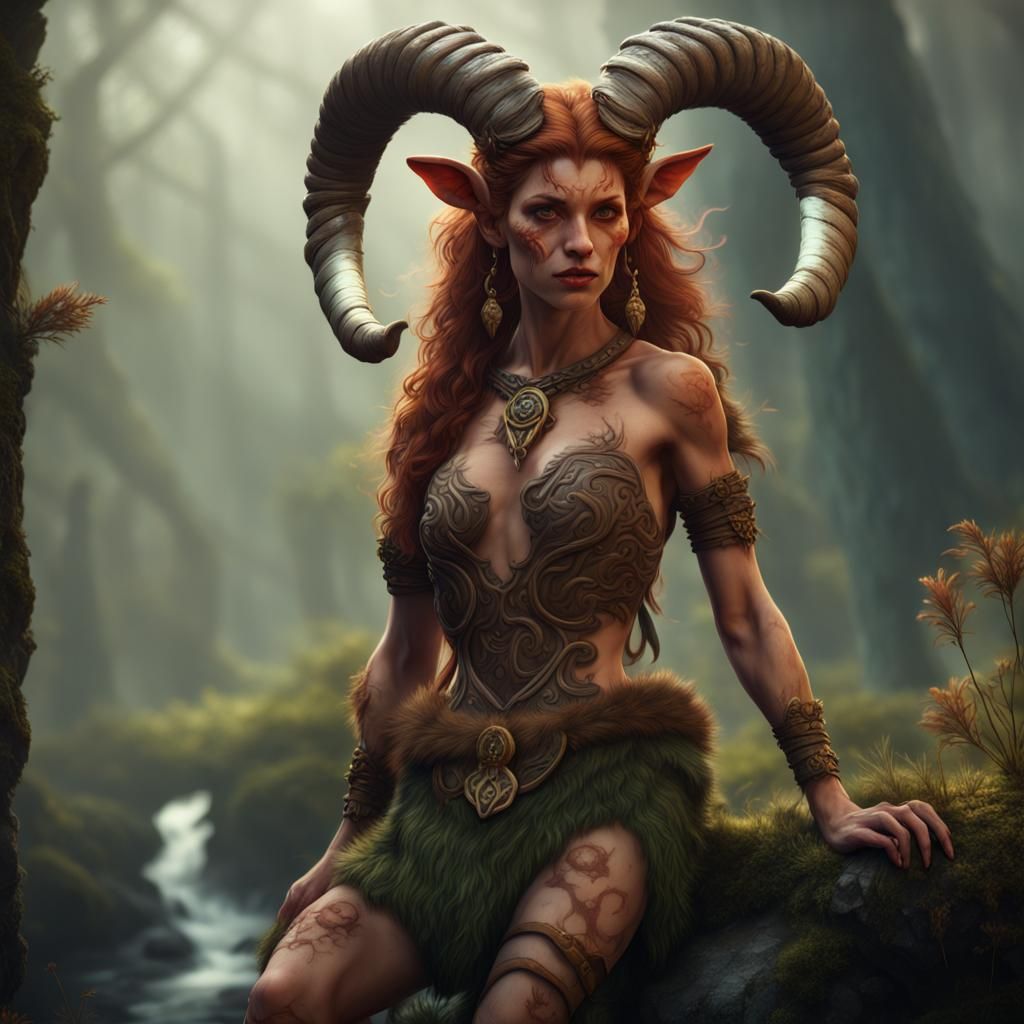 Female Satyr Druid in Detailed Matte Painting