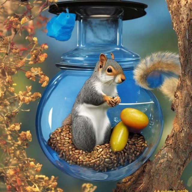 Squirrel's Seed Feast: A Photorealistic Magazine Cover
