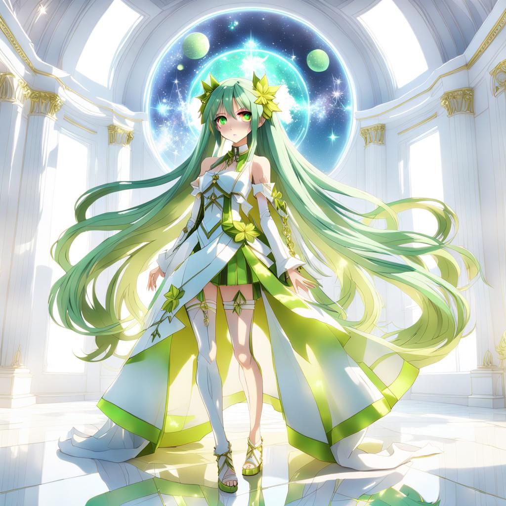 Anime Girl Portrait in Luxurious White Room