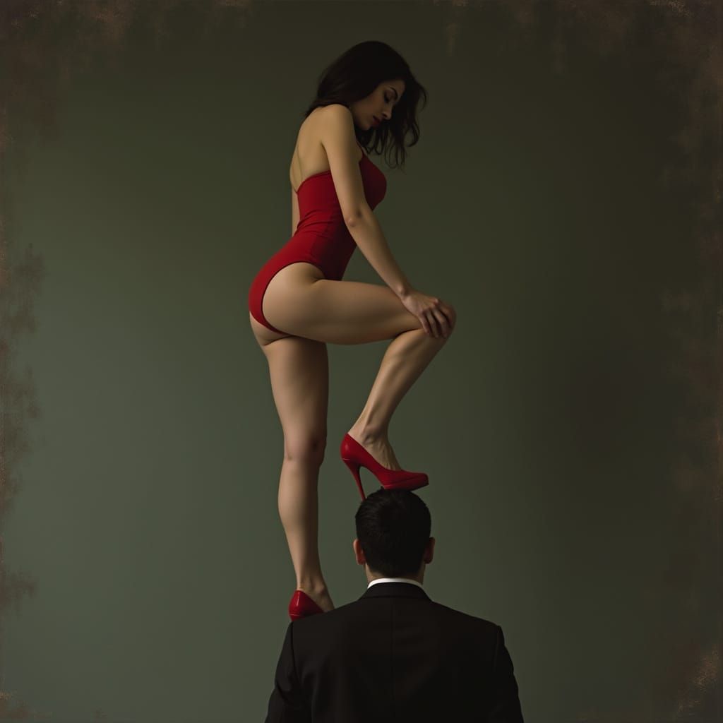 Woman Exerts Dominance in Intense, Darkly-Toned Scene