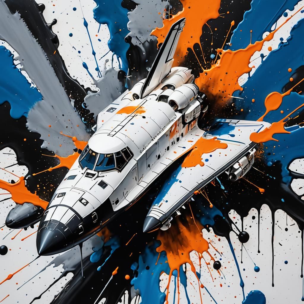 Abstract Expressionism: Ink Splatters on Space Shuttle