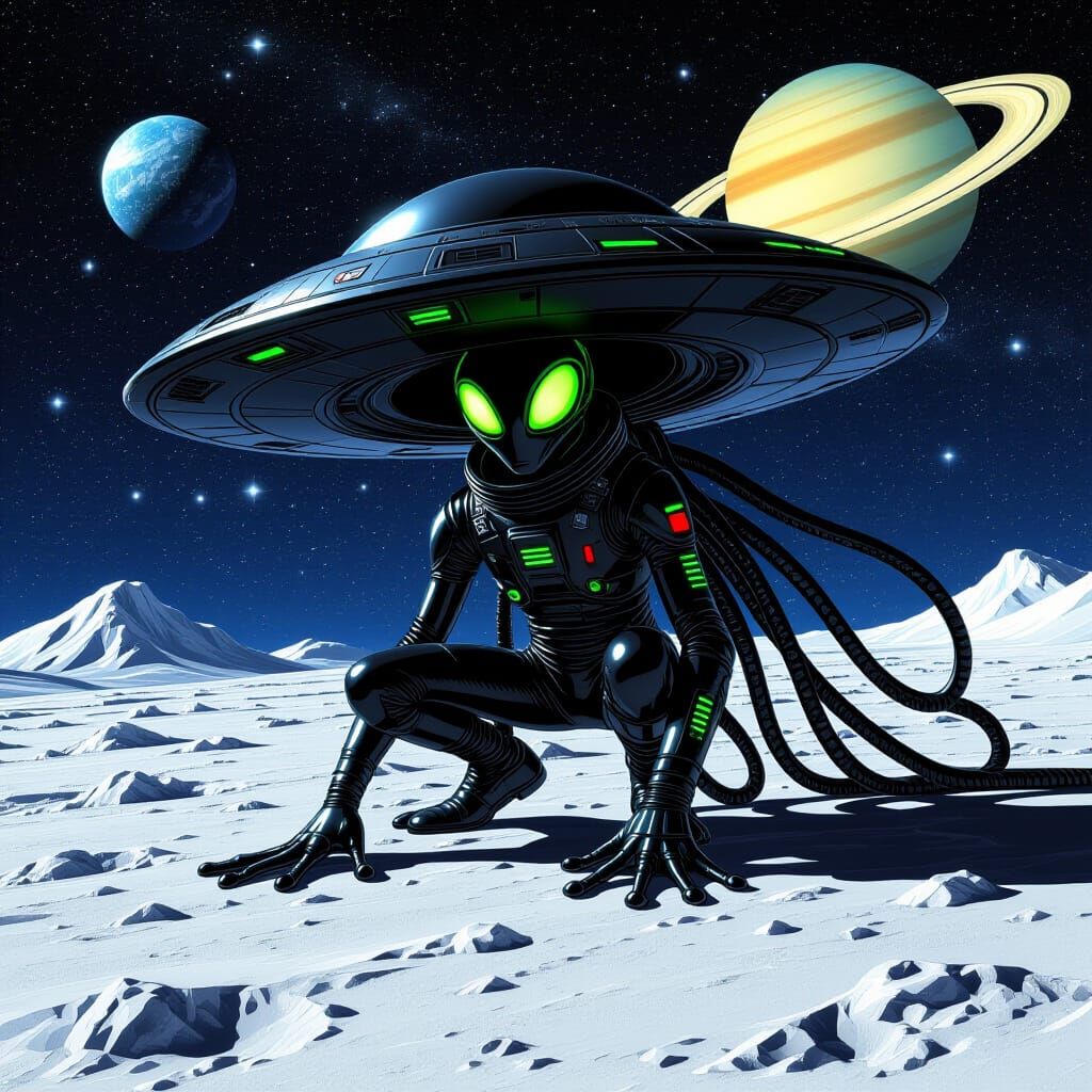 Creepy Alien Landing on the Moon