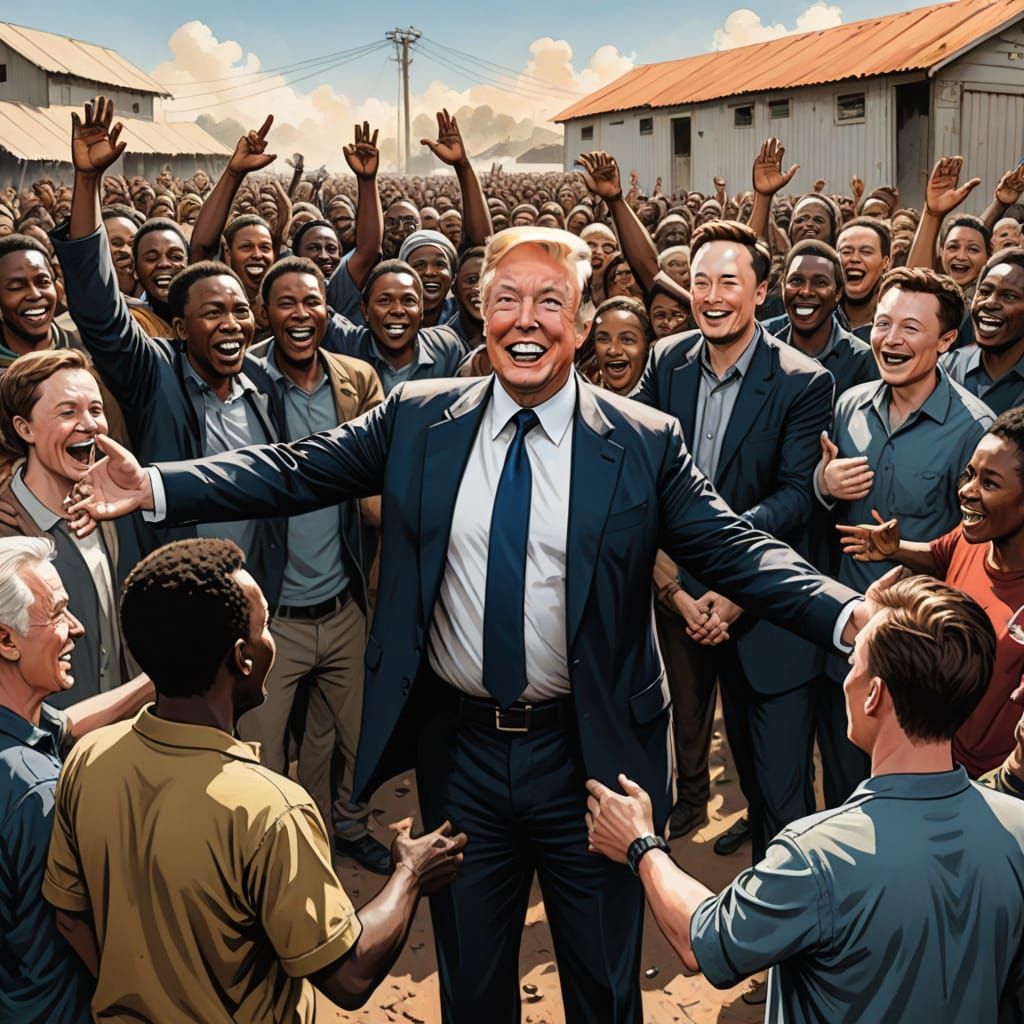 Satirical Image of Refugees Welcomed by Politicians