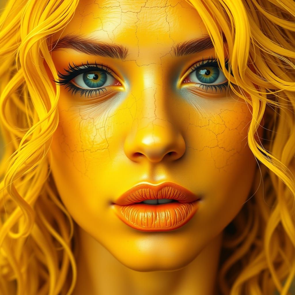 Warm, Vibrant Portrait of a Curvaceous Woman in Sun-Kissed Y...