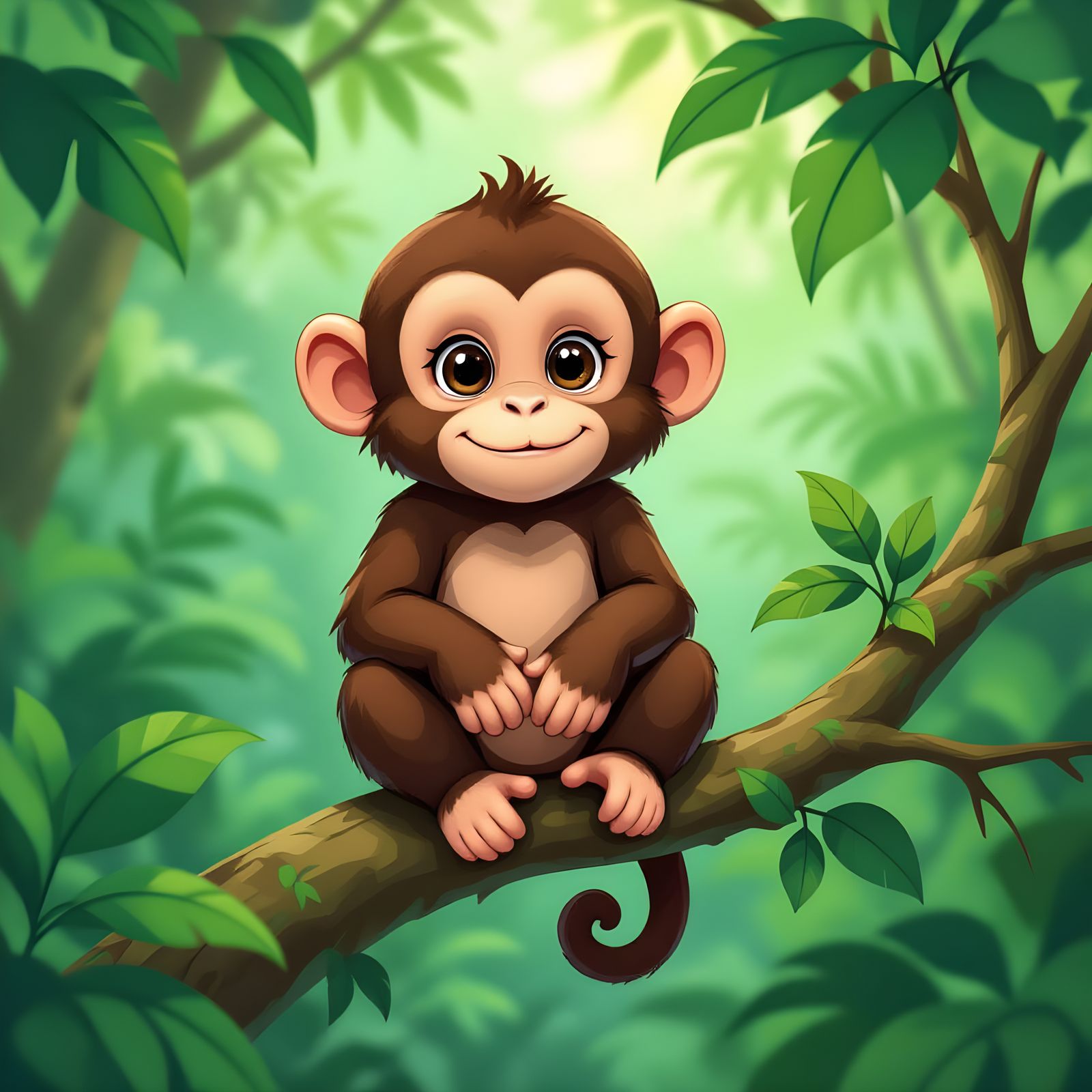 Curious Monkey in Jungle, Pop Surrealism Style