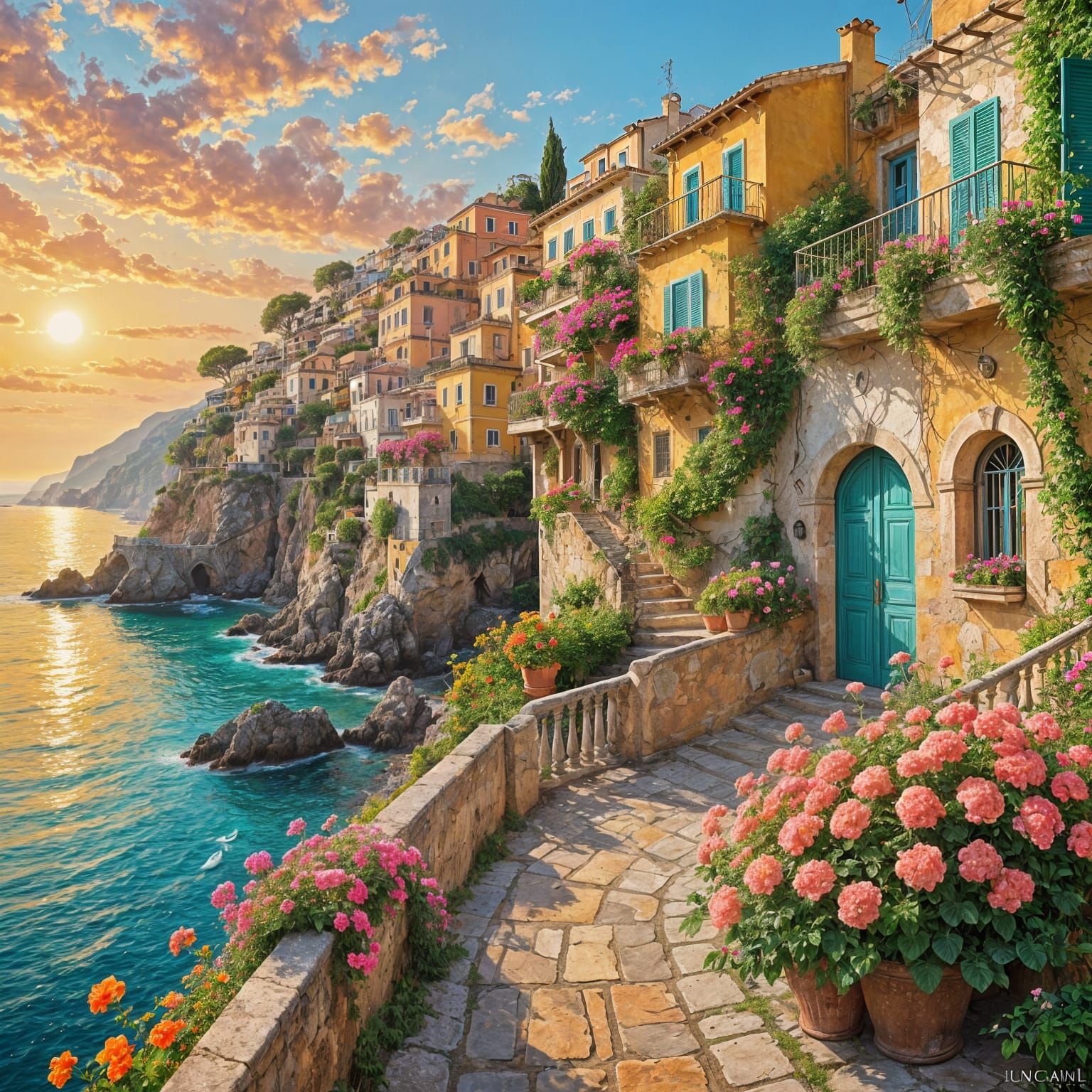 Amalfi Coast Charm: Cliffside Homes in Sherbet Hues