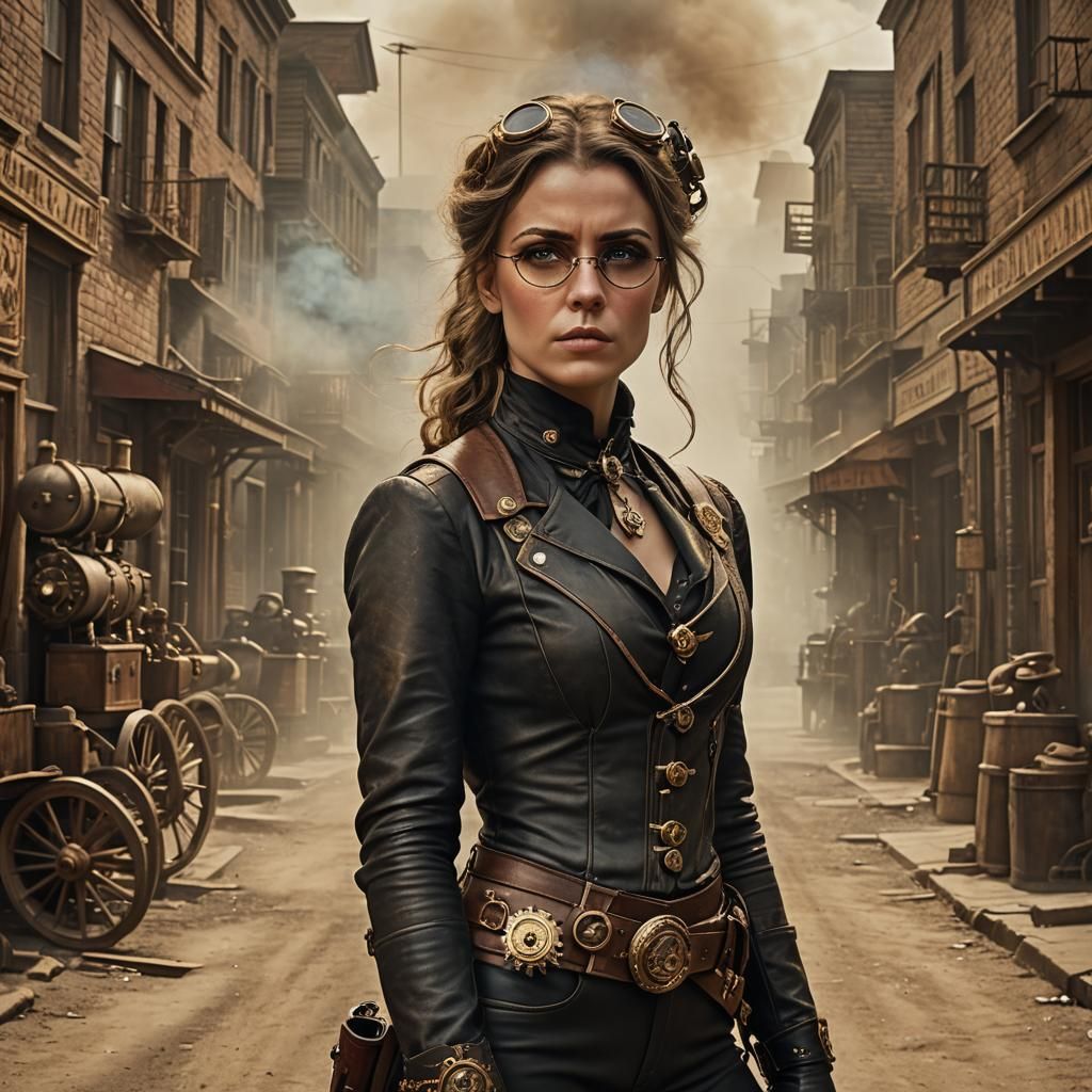 A gritty, Western scene featuring Kissin' Kate Barlow, the i...