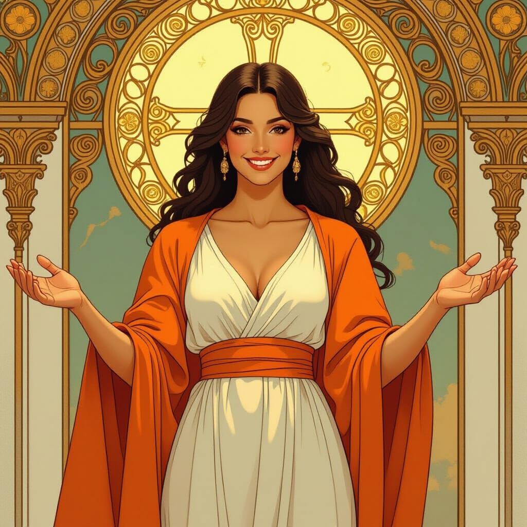 Athenea in Biblical Attire with Golden Light