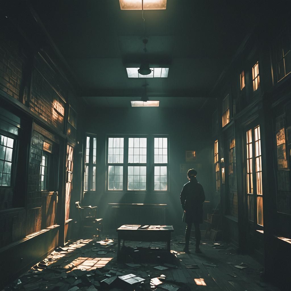 Dystopian Horror: Dark Room with Cinematic Lighting