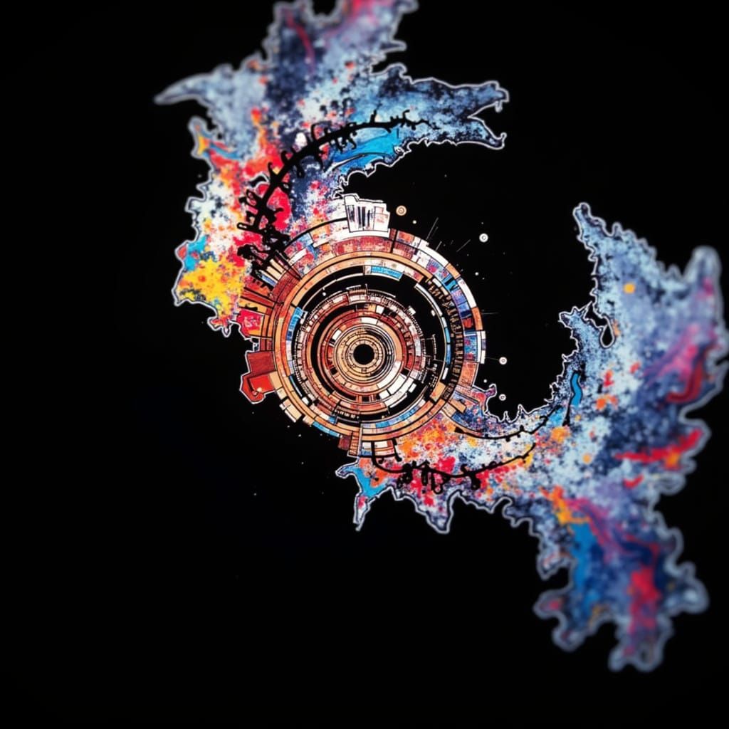 Epic Glitch Portrait in Distorted Steampunk Style