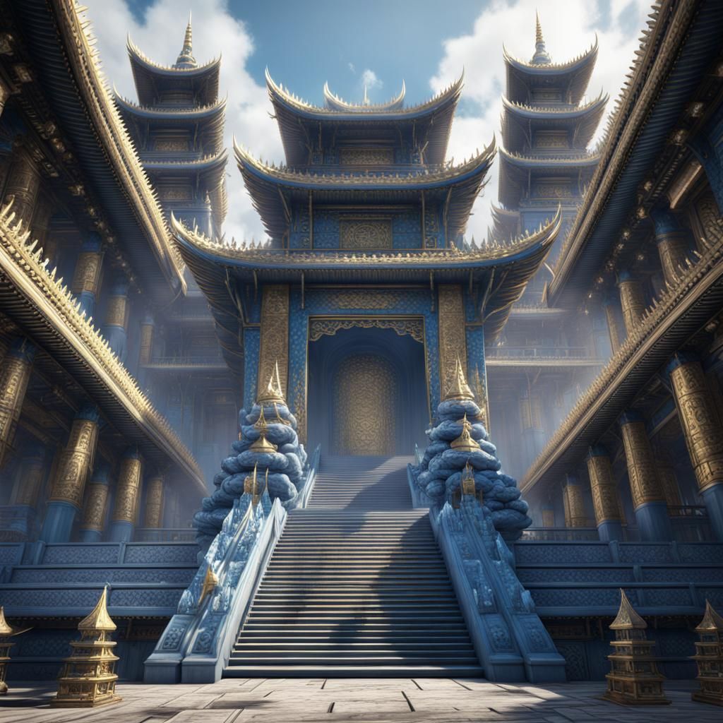 Majestic Asian Temple of Occultists in Matte Painting