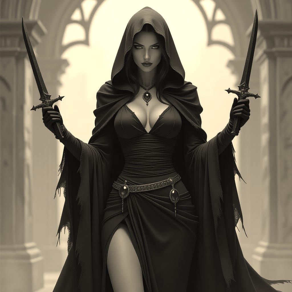 Dark Fantasy Sorceress with Dagger