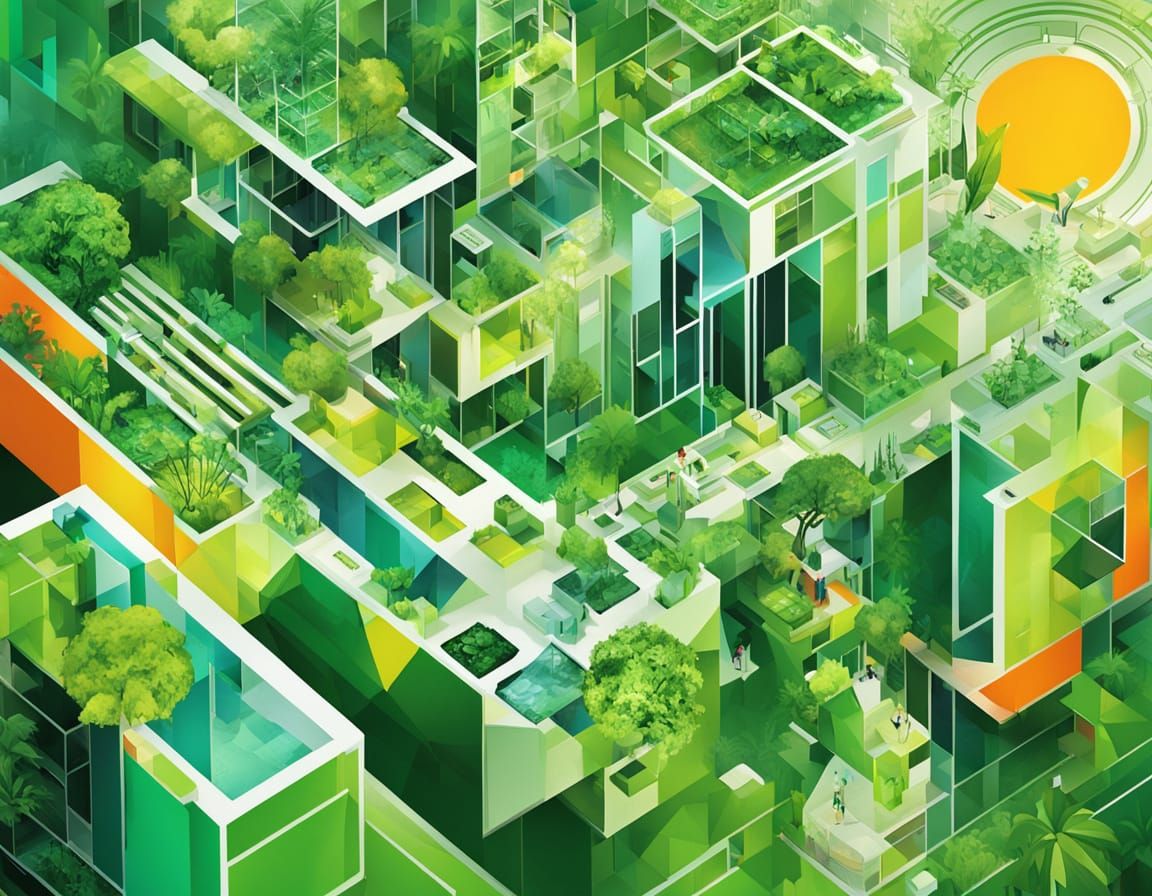 Surreal Futuristic Cityscape in Vibrant Cubist Style