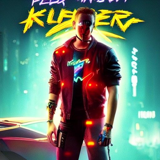 Cyberpunk Clown in Neon Cityscape