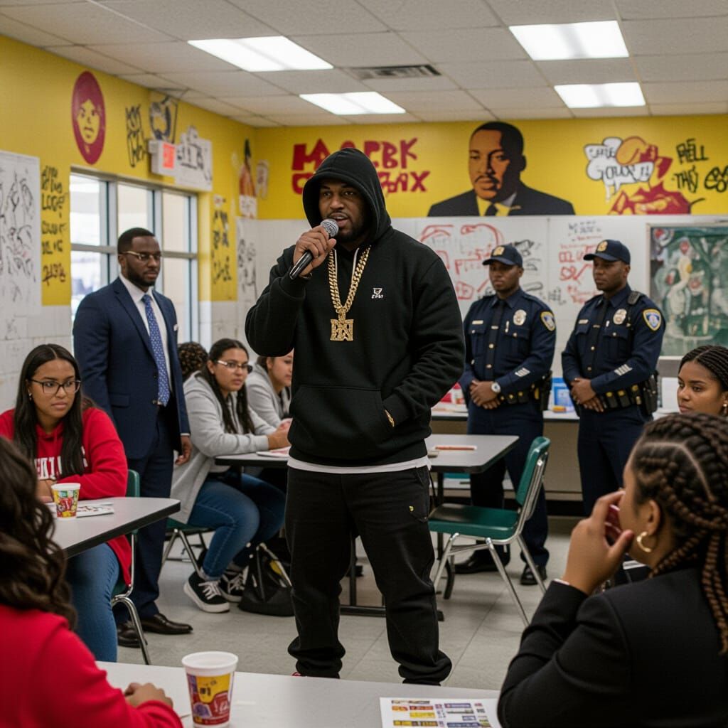 Rap Battle in School Cafeteria as Street Art