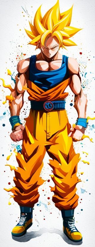 Super Saiyajin Graffiti Art with Shadow and Ice