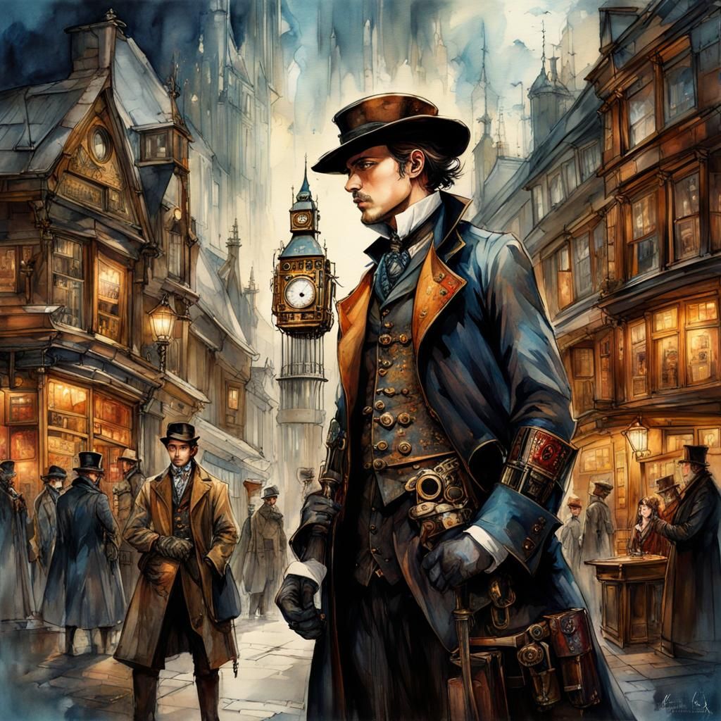Steampunk detective in London