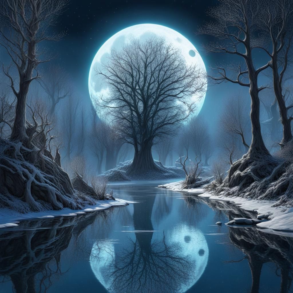 Gothic Jar with Sun in Winter Landscape