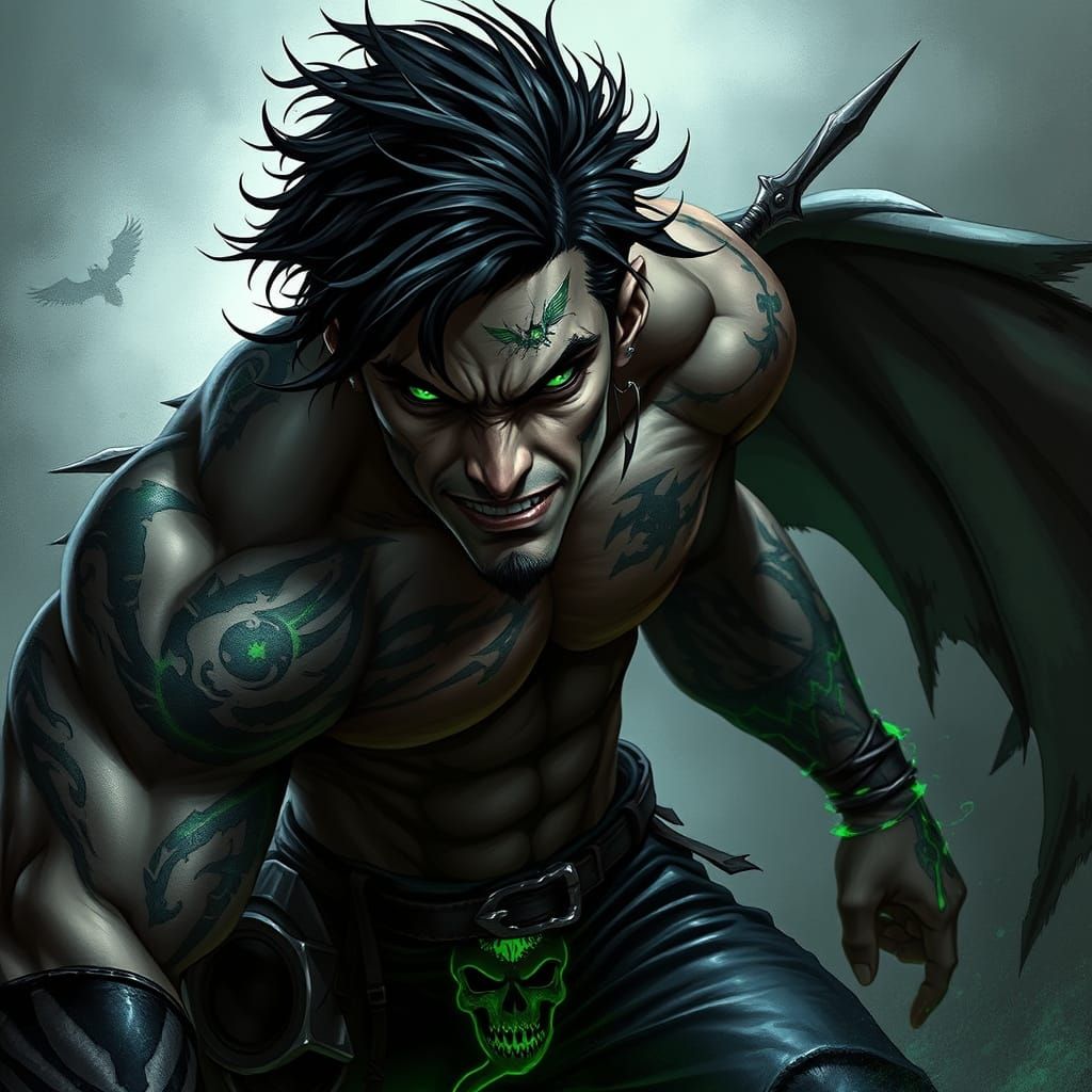 Fierce Fae Warrior in Dark Leather Armor