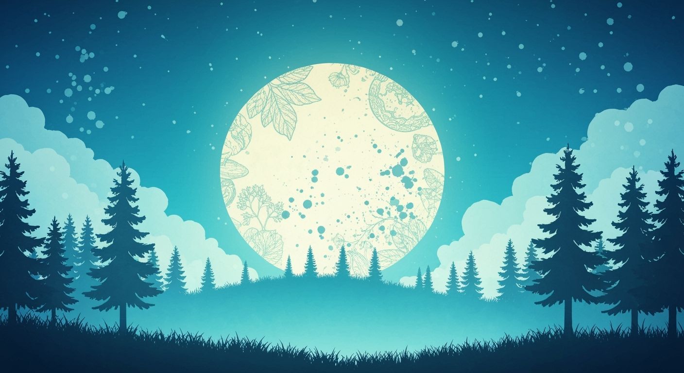 Paper Moon Dreamscape in Botanical Style