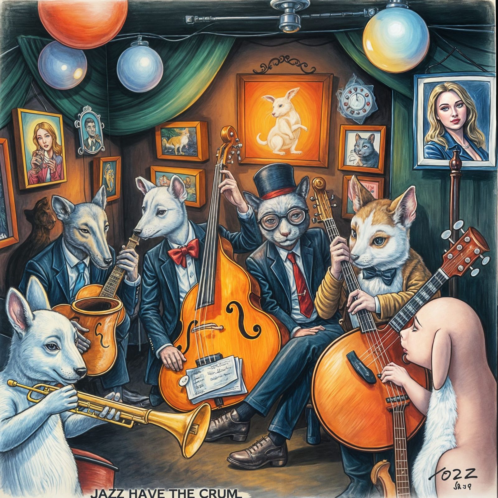 Animals Play Jazz in Smoky Club, Comic Book Style