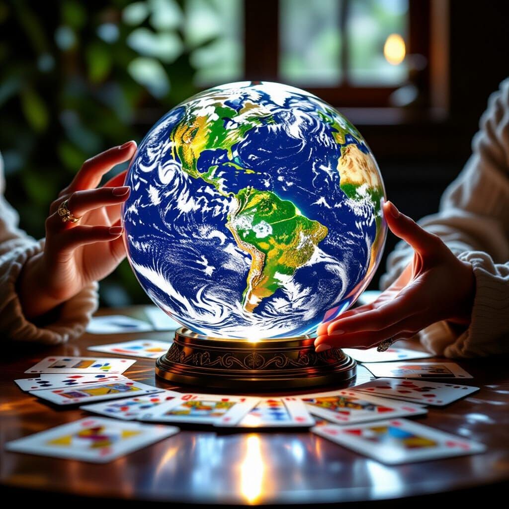Fortune Teller With Crystal Ball and Cards